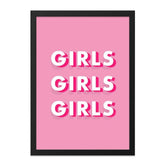Girls Girls Girls Wall Art, Pink Wall Decor, Girly Room Decor, Typography Print, Trendy Wall Decor, Statement Wall Art (139 characters) - Tawshia